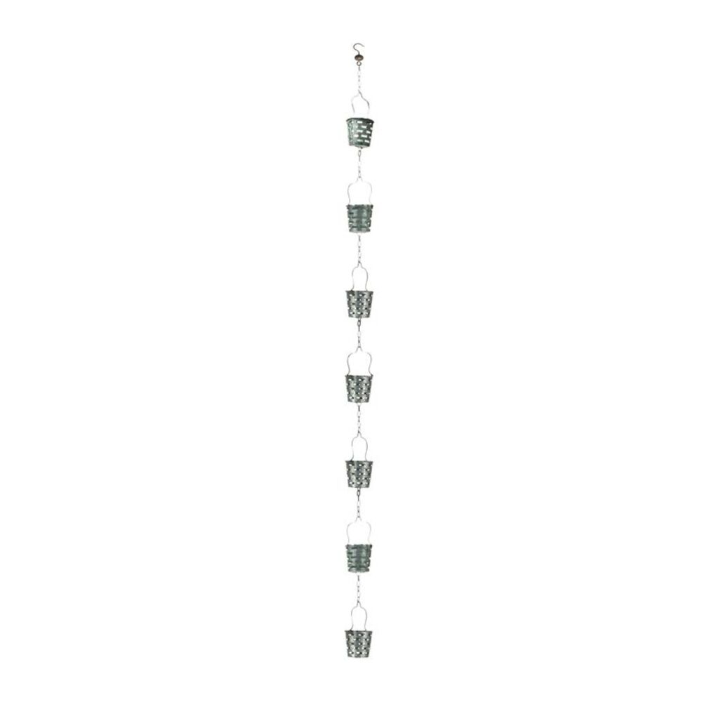 74 Inch Galvanized Metal Olive Bucket Rain Chain Gutter Home Downspout Accent